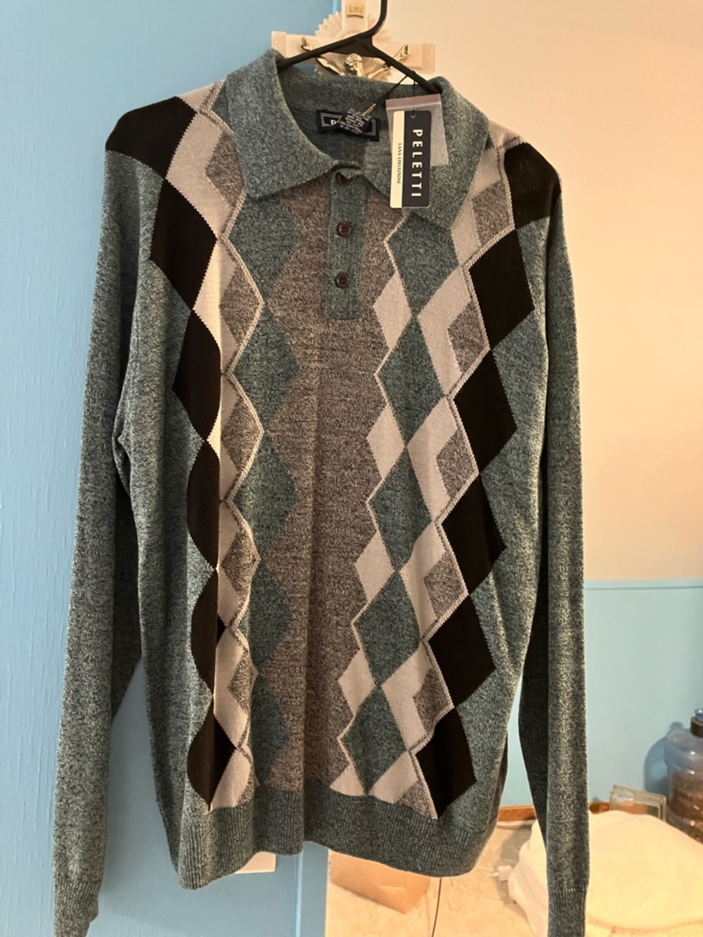 Teal Argyle Vintage Paletti sweater